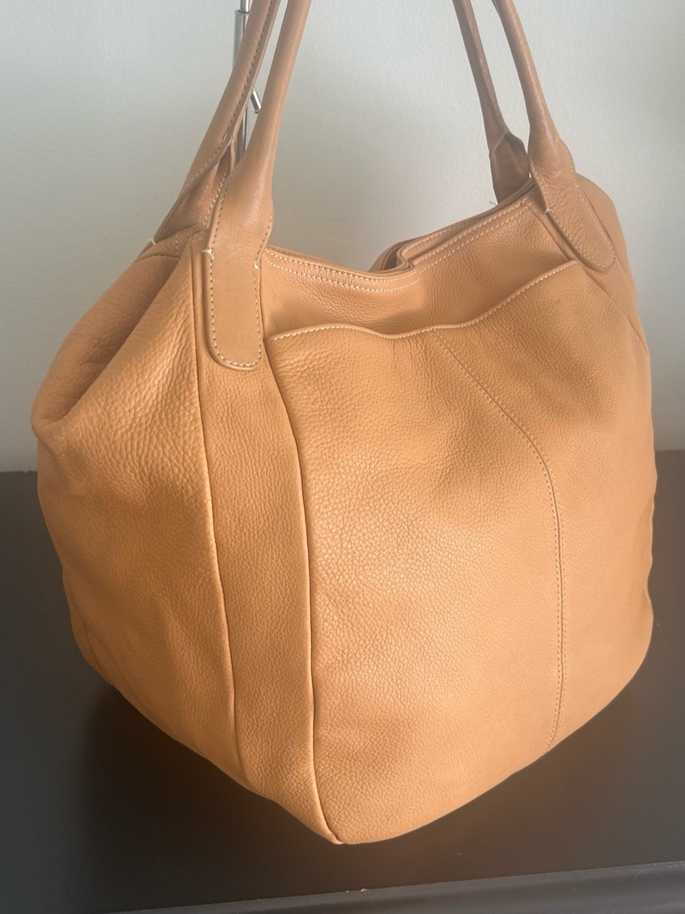 Tignanello Tan Pebbled Leather Shoulder Bag Large Hobo Tote Carryall Purse - Picture 6 of 12